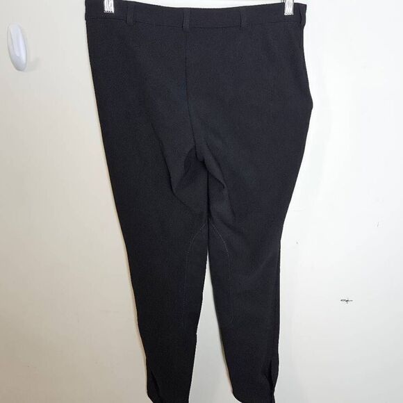 TuffRider Front Zip Knee Patch Breeches Ribbed Low Rise Black Waist 30 - Picture 2 of 4